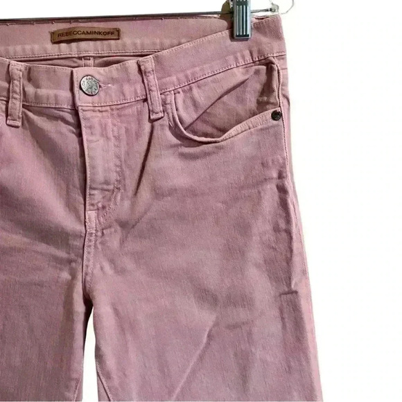 Rebecca Minkoff Soft Pink Thompson Twill Mid Rise Distressed Skinny Jeans - Picture 5 of 11
